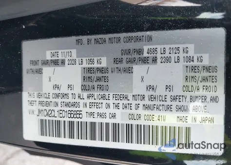 2014 Mazda Mazda5 Touring из США, поврежденный, VIN JM1CW2CL1E0166855